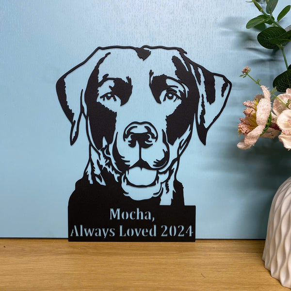 Custom Labrador Retriever Metal Wall Art, Personalized Black Lab Dog Memorial Metal Sign, Dog Metal Home Decor, In Loving Memory Dog Metal Wall Sign