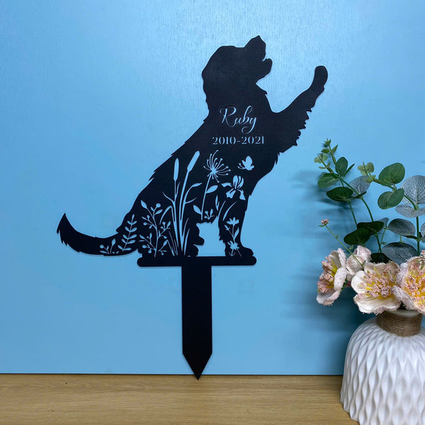 Personalized Floral Golden Retriever Memorial Garden Stake, Pet Loss Remembrance Stake, In Loving Memory Dog Metal Grave Marker, Dog Metal Yard Sign