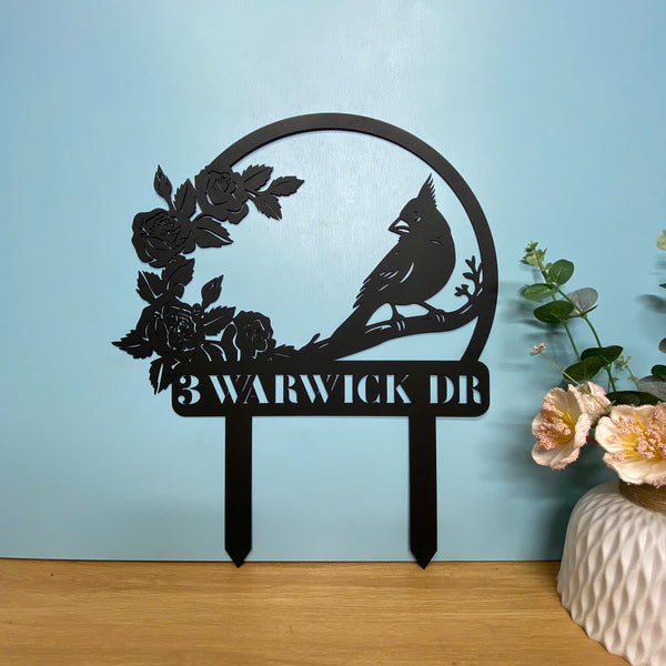 Personalized Cardinal Metal Garden Stake, Cardinal Flowers Gardening Metal Sign, Cardinal Bird Remembrance Stake, Metal Yard Sign Outdoor Garden Decor