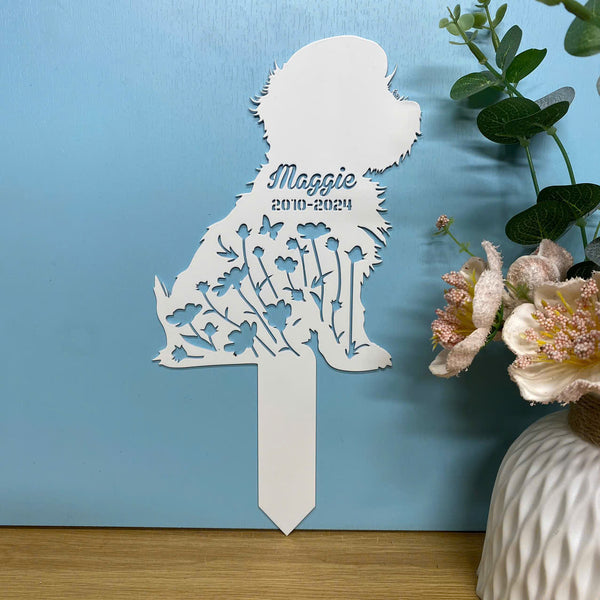 Custom Havanese Dog Memorial Metal Grave Marker, Dog Loss Metal Yard Stake, Personalized Floral Havanese Dog Memorial Stake, Pet Loss Metal Yard Sign