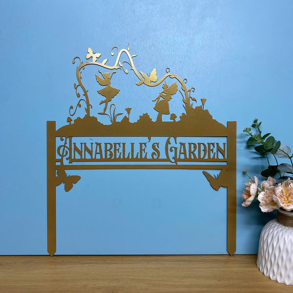 Personalized Fairy Garden Metal Stake, Fairy Stake Metal Yard Art, Gardener Name Metal Stake, Fairy Garden Yard Sign Decor, Metal Patio Outdoor Decor