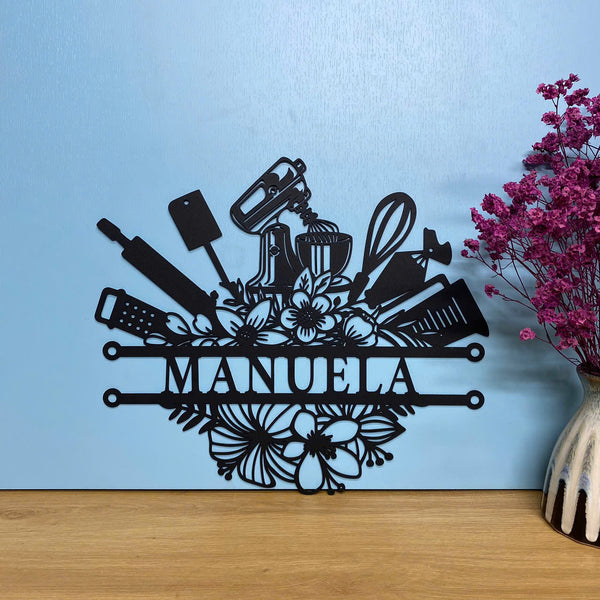 Personalized Baking Metal Wall Art, Custom Baker Name Metal Sign, Baking Home Kitchen Metal Wall Art, Bakery Metal Wall Sign, Bakehouse Metal Sign