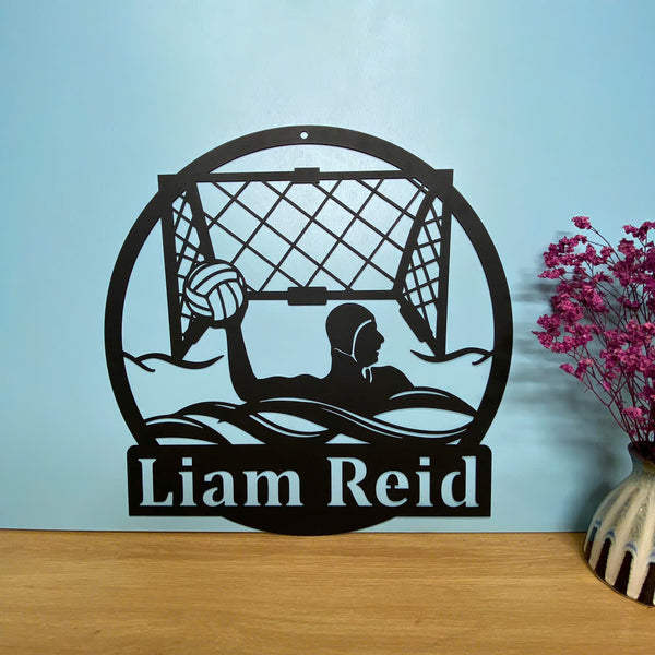 Personalized Water Polo Sport Monogram Metal Wall Art, Custom Water Polo Sport Metal Name Sign, Water Polo Sport Man Cave Metal Wall Decor