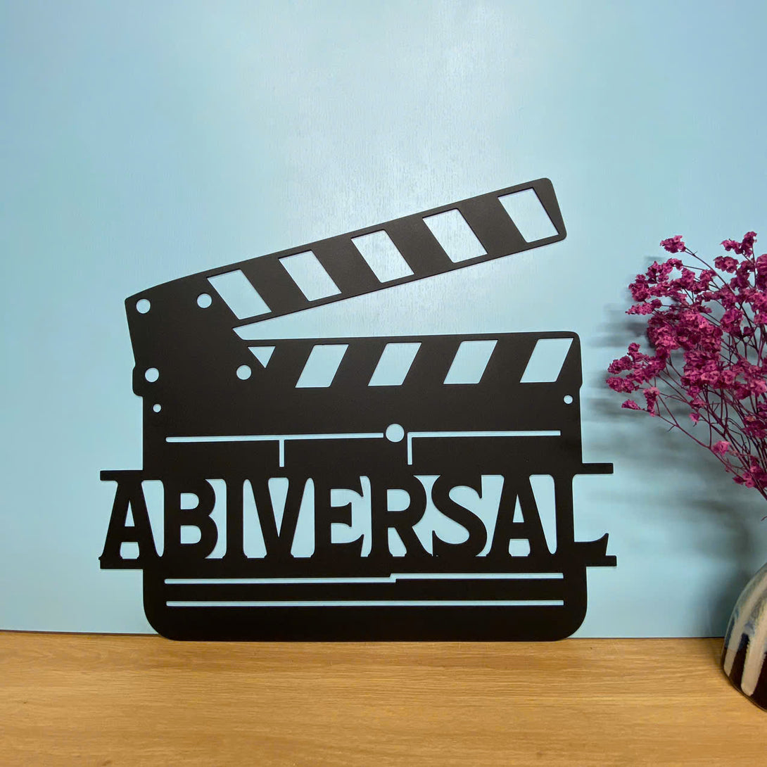 Custom Movie Clapper Board Metal Wall Art, Personalized Movie Director Metal Name Sign, Clapper Board Metal Sign, Clapperboard Home Cinema Metal Decor