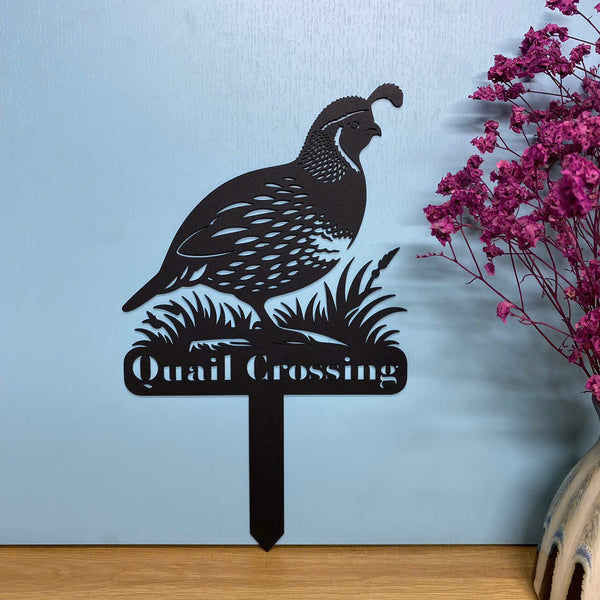 Custom Quail Bird Metal Garden Stake, Quail Bird Metal Yard Sign, Quail Bird Metal Plaque With Stake Garden Decor, Quail Bird Farmhouse Garden Sign