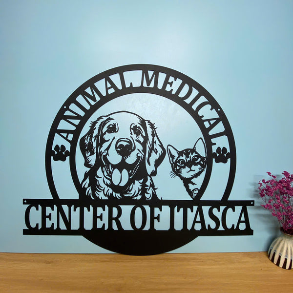 Custom Pet Clinic Metal Wall Art, Personalized Veterinarian Doctor Metal Name Sign, Veterinarian Office Metal Sign, Animal Care Clinic Metal Sign