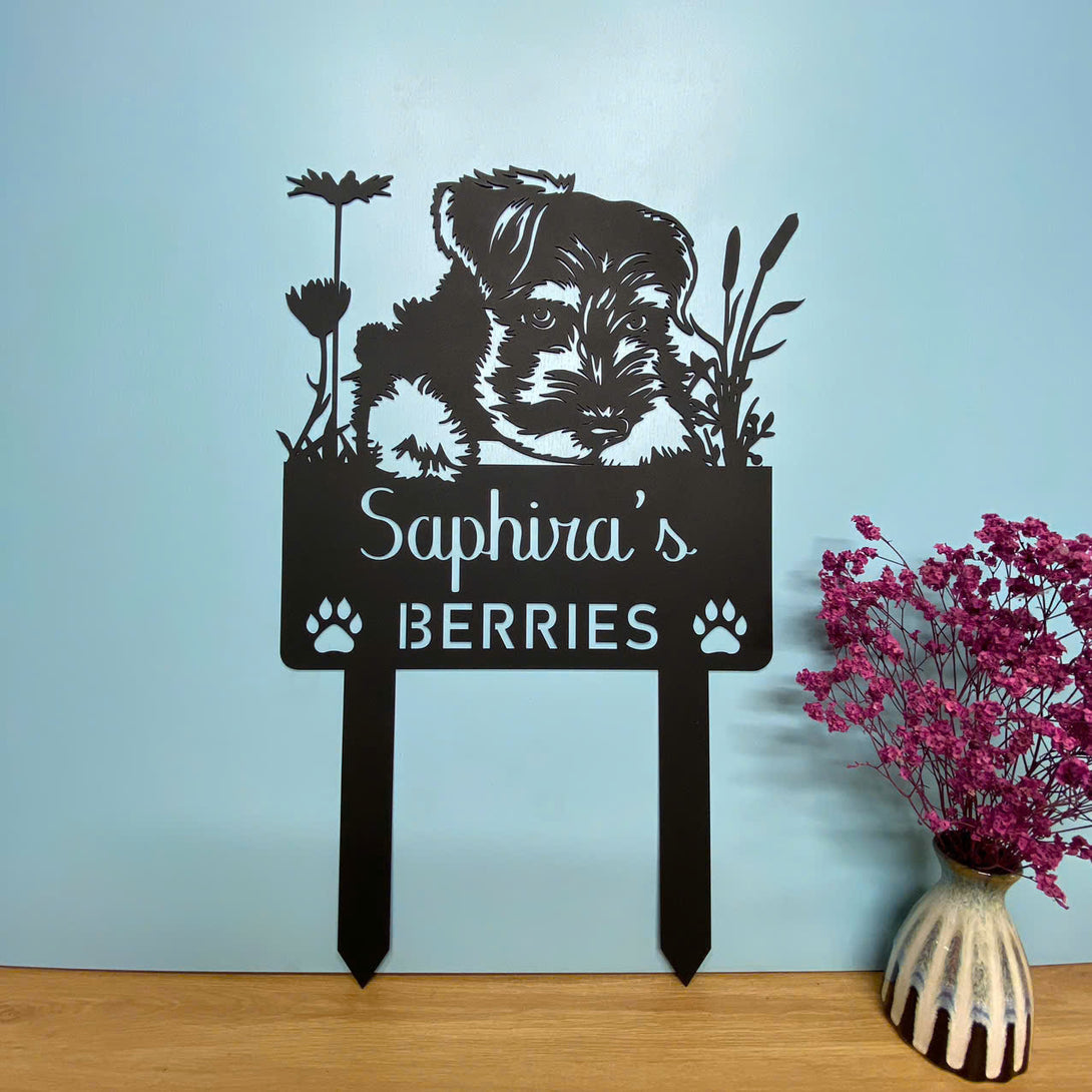 Personalized Miniature Schnauzer Dog Memorial Garden Stake, Custom Pet Grave Marker Metal Name Sign, Dog Loss Remembrance Stake Metal Yard Decor