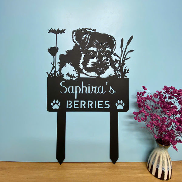 Personalized Miniature Schnauzer Dog Memorial Garden Stake, Custom Pet Grave Marker Metal Name Sign, Dog Loss Remembrance Stake Metal Yard Decor