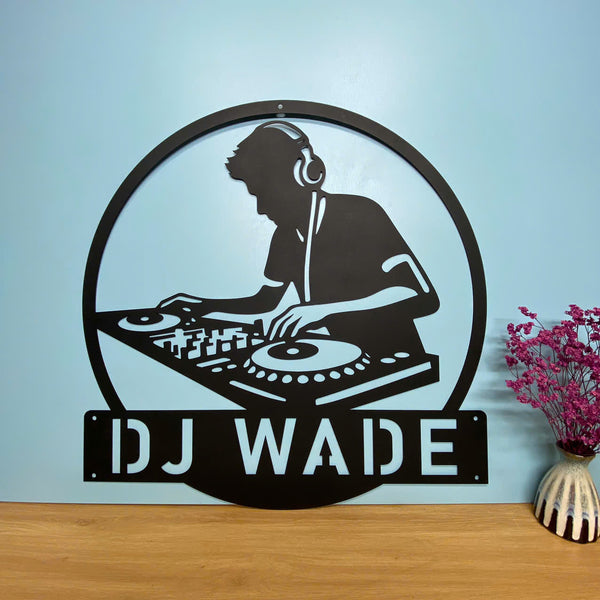 Personalized Disc Jockey Metal Wall Art With Name, Custom Dj Disc Jockey Music Metal Sign, Disc Jockey Music Bar Club Metal Wall Sign Decor