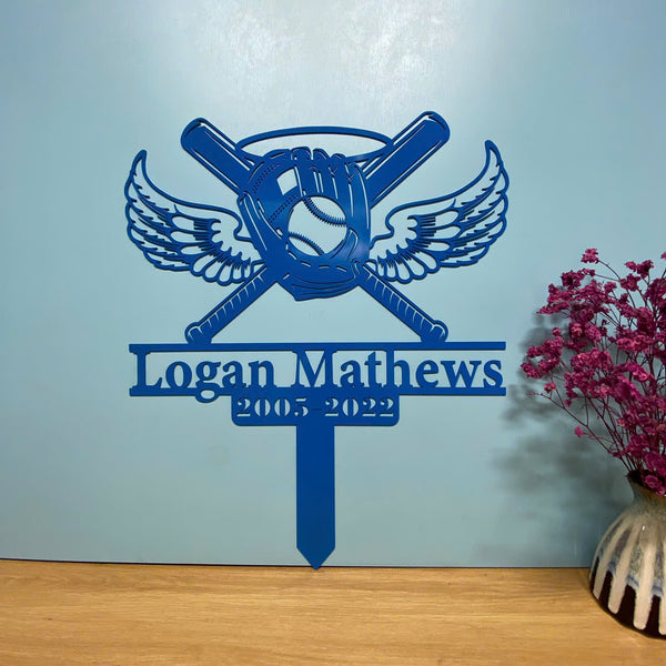 Custom Baseball Memorial Metal Stake, Baseball Metal Garden Stake, Baseball Player Metal Name Sign, Baseball Remembrance Sympathy Sign