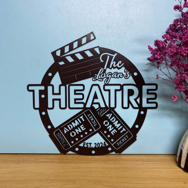 Custom Home Theatre Metal Sign With Name, Movie Tickets Cinema Room Metal Wall Art, Personalized Movie Theater Metal Sign, Movie Geek Metal Wall Art