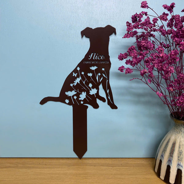 Custom Russell Terrier Memorial Metal Garden Stake, Dog Loss Metal Yard Sign, Dog With Name Personalized, Pet Grave Marker, Pet Remembrance Stake