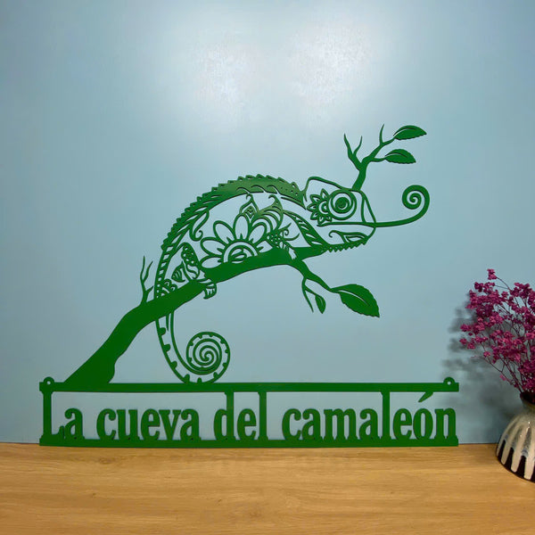 Custom Name Chameleon Metal Wall Art, Personalized Chameleon Metal Name Sign, Jungle Chameleon Metal Sign, Reptile Animal Metal Wall Sign Decor