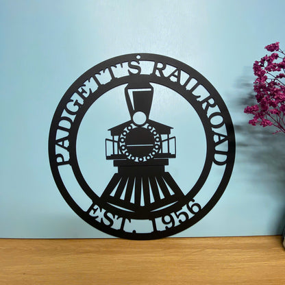 Personalized Train Metal Wall Sign, Custom Train Metal Wall Decor, Railway Train Station Metal Wall Art, Train Railroad Man Cave Metal Sign