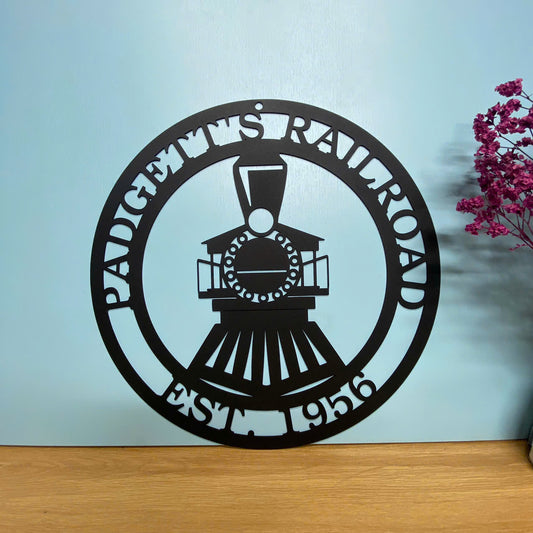 Personalized Train Metal Wall Sign, Custom Train Metal Wall Decor, Railway Train Station Metal Wall Art, Train Railroad Man Cave Metal Sign