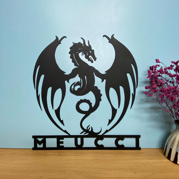 Personalized Mythical Dragon Metal Wall Art, Custom Rising Dragon Metal Name Sign, Mythology Dragon Metal Wall Hanging Sign For Home Decor