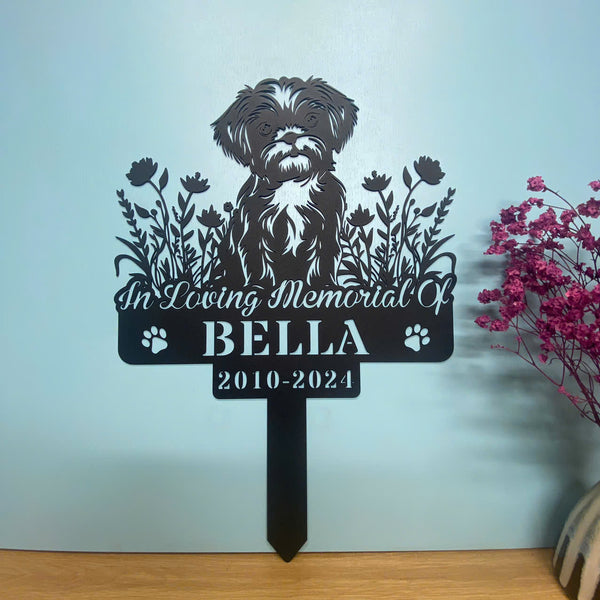 Custom Shih Tzu Memorial Metal Sign With Stake, Personalized Shih Tzu Dog Metal Grave Marker, Pet Loss Sympathy Sign, Dog Memory Remembrance Stake