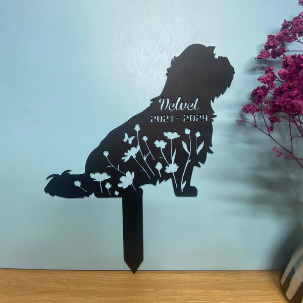 Custom Shih Tzu Dog Memorial Metal Grave Marker, Dog Loss Metal Yard Stake, Personalized Floral Shih Tzu Dog Memorial Stake, Pet Loss Metal Yard Sign