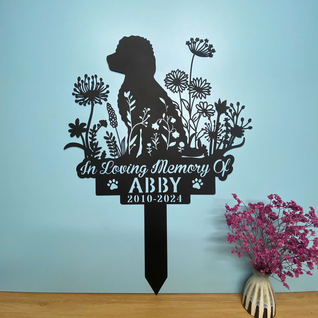 Custom Poodle Dog Memorial Metal Garden Stake, Personalized Dog Metal Garden Stake, Pet Loss Sympathy Metal Yard Sign, Poodle Metal Grave Marker