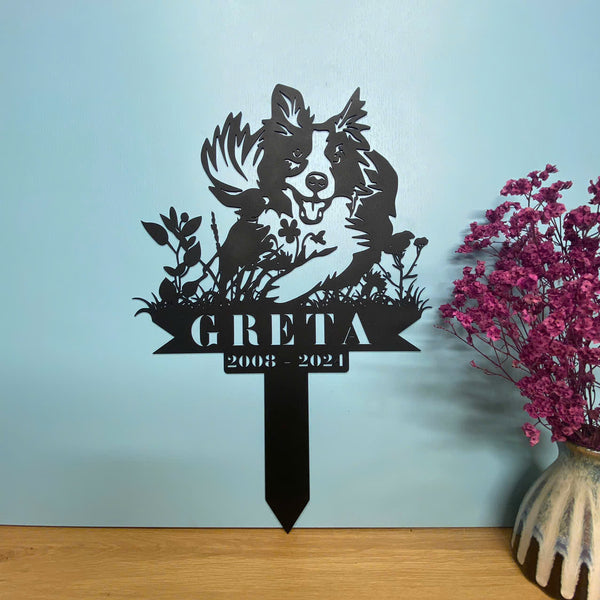 Custom Border Collie Dog Memorial Stake, Personalized Dog Memorial Plaque With Stake, Dog Grave Marker, Dog Metal Yard Stake, Pet Loss Sympathy Sign