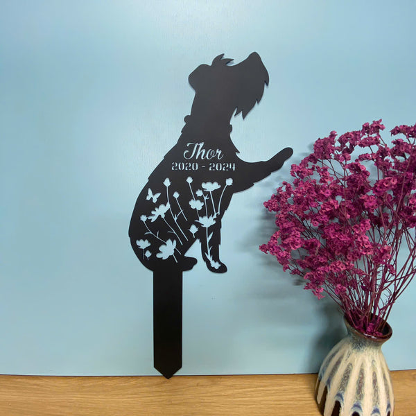 Personalized Giant Schnauzer Dog Memorial Metal Stake, Custom Pet Grave Marker Name Sign With Stake, Pet Loss Remembrance Stake, Dog Sympathy Sign