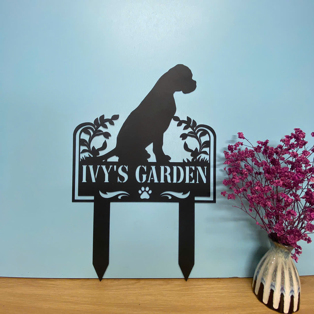 Personalized Boxer Dog Metal Garden Stake, Custom Dog Memorial Grave Marker, Boxer Dog Metal Garden Sign, Pet Loss Sympathy Sign, Remembrance Stake