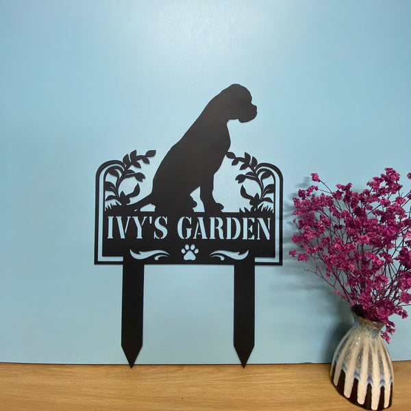 Personalized Boxer Dog Metal Garden Stake, Custom Dog Memorial Grave Marker, Boxer Dog Metal Garden Sign, Pet Loss Sympathy Sign, Remembrance Stake