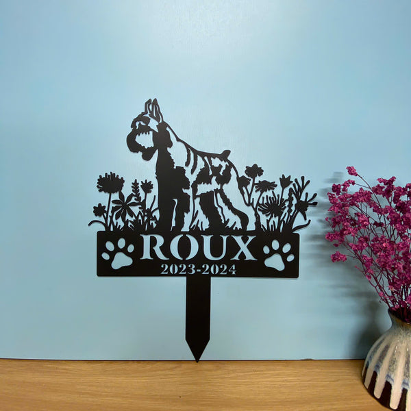 Personalized Giant Schnauzer Dog Memorial Metal Stake, Custom Dog Grave Marker Sign With Stake, Pet Loss Remembrance Stake, Dog Sympathy Metal Sign
