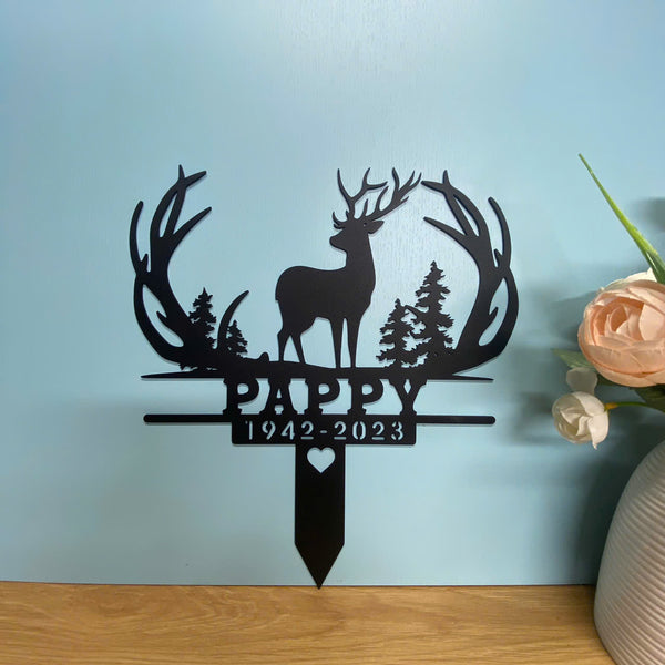 Custom Deer Hunter Memorial Metal Stake, Personalized Hunter Loss Metal Grave Marker, Deer Hunter Remembrance Sign, Hunting Metal Plaque With Stake