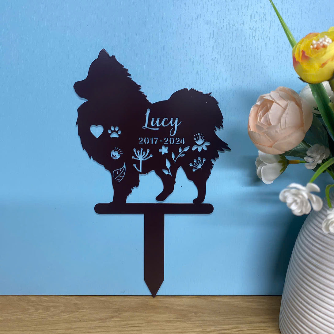 Personalized Pomeranian Memorial Metal Garden Stake, In Loving Memory Of Dog Metal Grave Marker, Dog Metal Yard Sign, Pet Loss Remembrance Stake