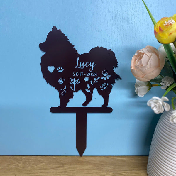 Personalized Pomeranian Memorial Metal Garden Stake, In Loving Memory Of Dog Metal Grave Marker, Dog Metal Yard Sign, Pet Loss Remembrance Stake