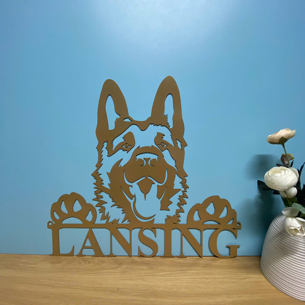 Custom German Shepherd Monogram Metal Sign Art, Personalized Peeking German Shepherd Metal Sign, Custom Metal Dog Name Sign, Dog Lover Metal Wal Decor