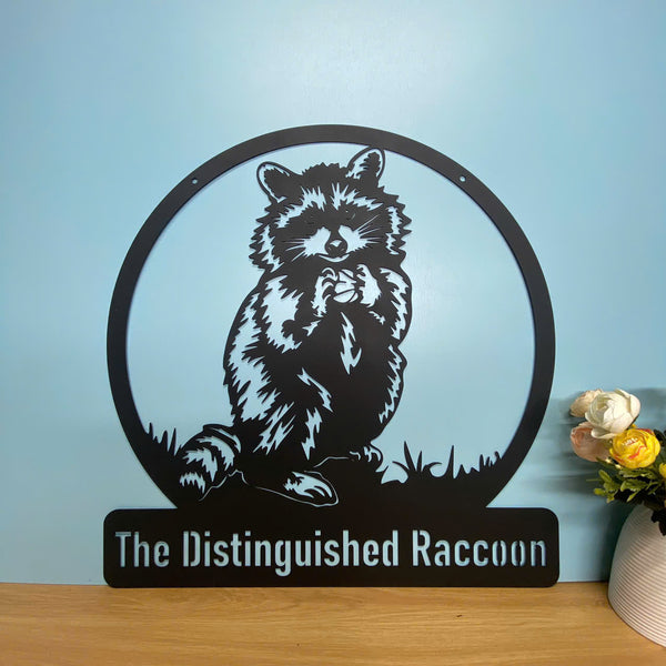 Custom Trash Raccoon Metal Wall Art, Personalized Raccoon Metal Name Sign, Cute Raccoon Metal Wall Sign Decor, Funny Raccoon Metal Sign Wall Hanging