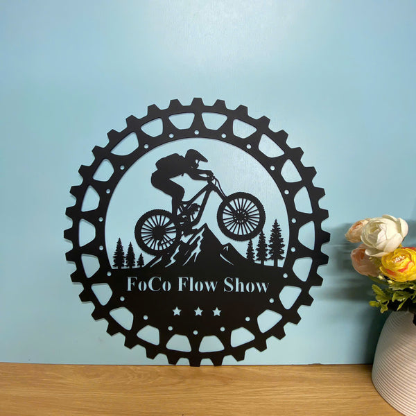 Custom Mountain Bike Monogram Metal Sign, Personalized Mountain Bicycle Cycling Metal Wall Art, Custom Downhill Mountain Bike Metal Sign Home Decor