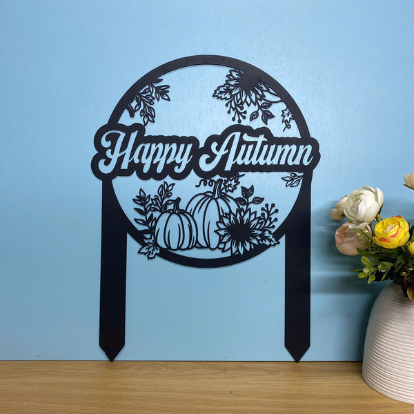 Happy Autumn Pumpkin Garden Metal Stake, Pumpkin Patch Garden Metal Sign, Pumpkin Farm Metal Yard Stake, Happy Fall Thanksgiving Metal Garden Decor