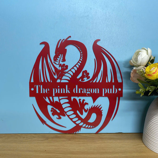 Custom Name Mythical Dragon Metal Wall Art, Mythology Dragon Metal Wall Hanging Sign, Mythical Creature Dragon Metal Wall Decor, Dragon Metal Sign