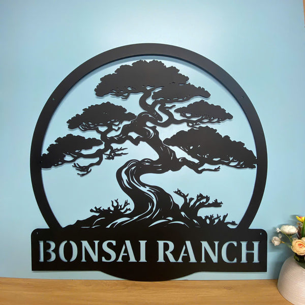 Personalized Bonsai Metal Wall Art, Metal Bonsai Tree Wall Sign Decor, Bonsai Garden Metal Sign, Japanese Bonsai Tree Metal Wall Hanging Home Decor