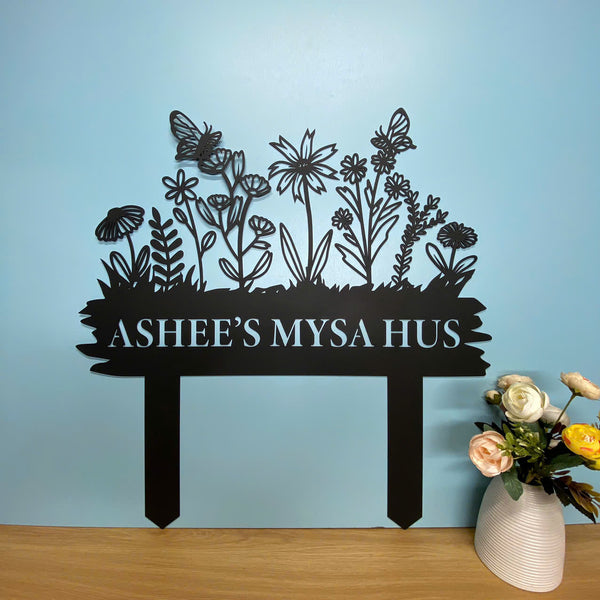 Custom Flowers Garden Memorial Metal Stake, Personalized Name Gardener Metal Yard Sign, Garden Metal Sign With Stake, Gardening Metal Outdoor Stake