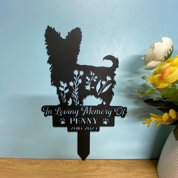 Personalized Yorkshire Terrier Memorial Garden Stake, Custom Dog Memorial Metal Grave Marker, Pet Loss Remembrance Stake, Dog Loss Metal Yard Sign